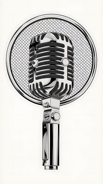 Photo retro microphone and pop filter background wallpaper