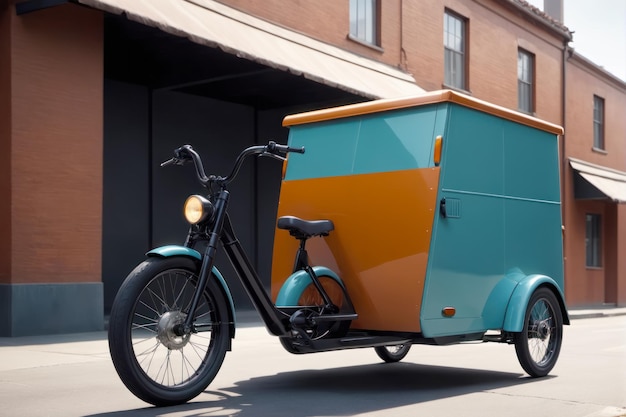 Retro minimalism in e cargo trike showcasing a striking color contrast that exudes timeless charm