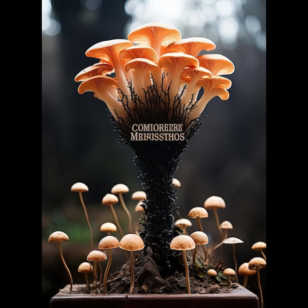 Photo retro music event poster featuring a whimsical mushroom design