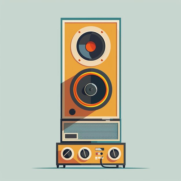 Photo retro music speaker icon flat illustration of retro music speaker icon for web design