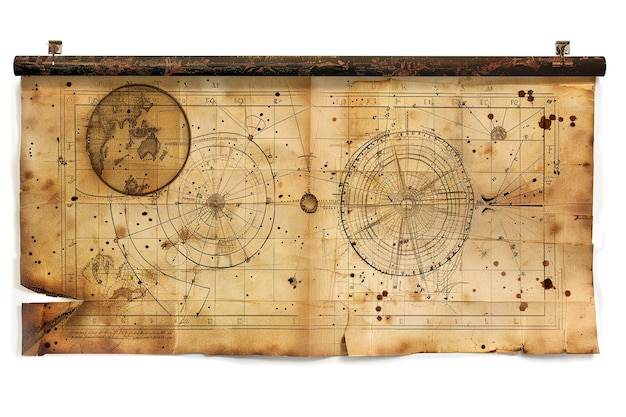 Retro Navigation Chart Isolated In Transparent Background