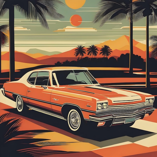 Retro old cars posters Generative Ai