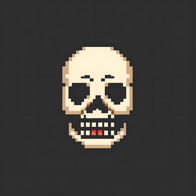 Photo retro pixel art skull emoji