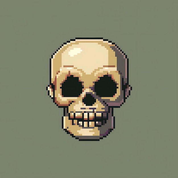 Photo retro pixel art skull emoji