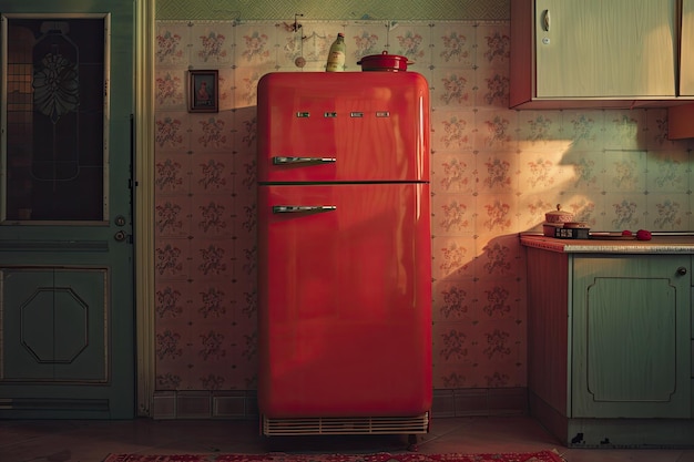 Photo retro refrigerator indoors