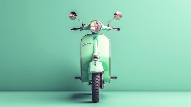 Retro Scooter on Flat Color Background