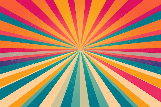 Retro seventies stripes sunrays vector background design