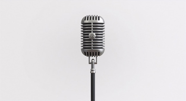 Photo retro silver microphone on white background vintage audio equipment png