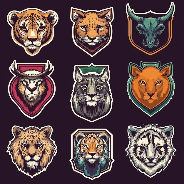 retro sticker design with cool and trendy animal emblems with premium quality