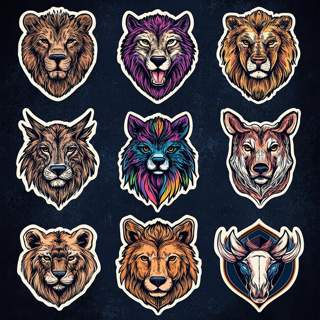 retro sticker design with cool and trendy animal emblems with premium quality