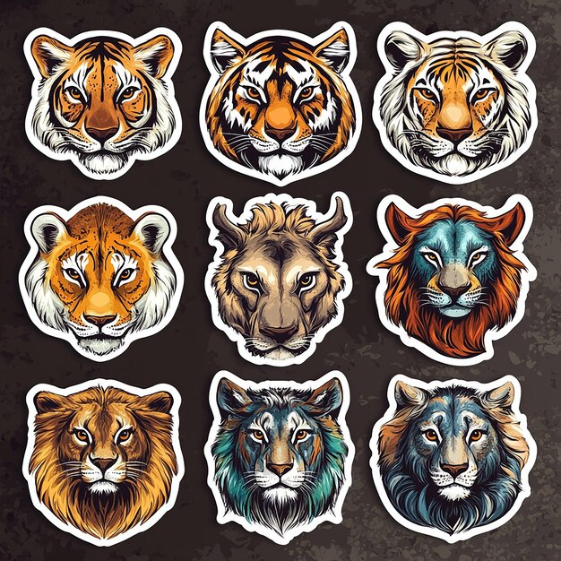 retro sticker design with cool and trendy animal emblems with premium quality