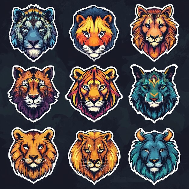 retro sticker design with cool and trendy animal emblems with premium quality