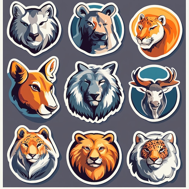 retro sticker design with cool and trendy animal emblems with premium quality