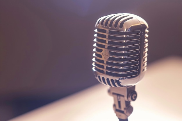 retro style microphone in banner style