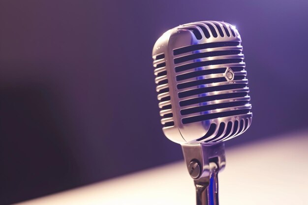 retro style microphone in banner style