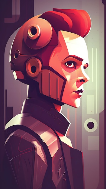 Retro styled android portrait character people portraits