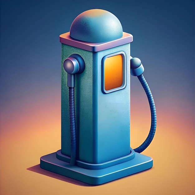 A retro styled gas pump with a textured blue finish