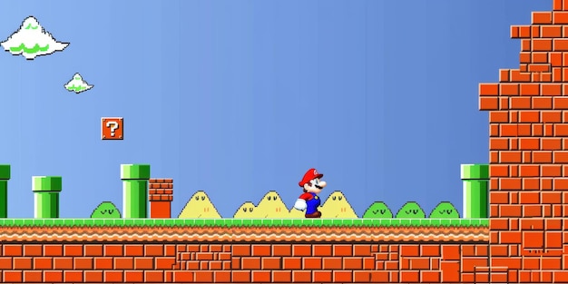 Photo retro super mario bros background classic video game nostalgia concept