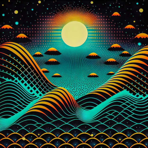 Retro Syntwave Space repeating pattern