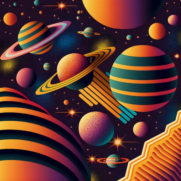 Retro Syntwave Space repeating pattern