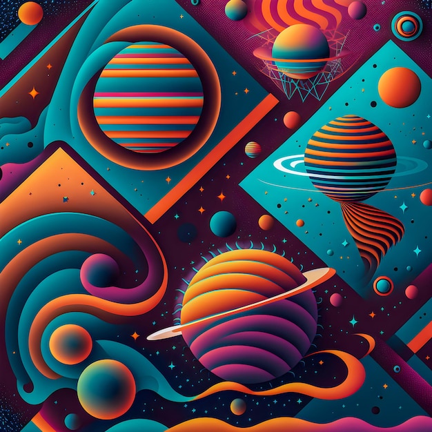 Retro Syntwave Space repeating pattern