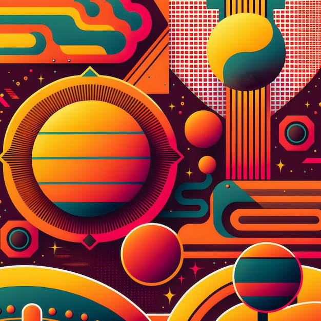 Retro Syntwave Space repeating pattern