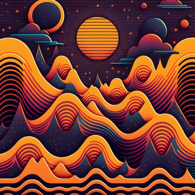 Retro Syntwave Space repeating pattern