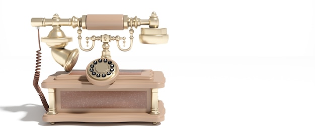 Retro telephone isolated in 3d illustration