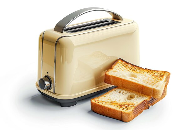 Photo retro toaster and toasted slices of bread isolated on white background with clipping path