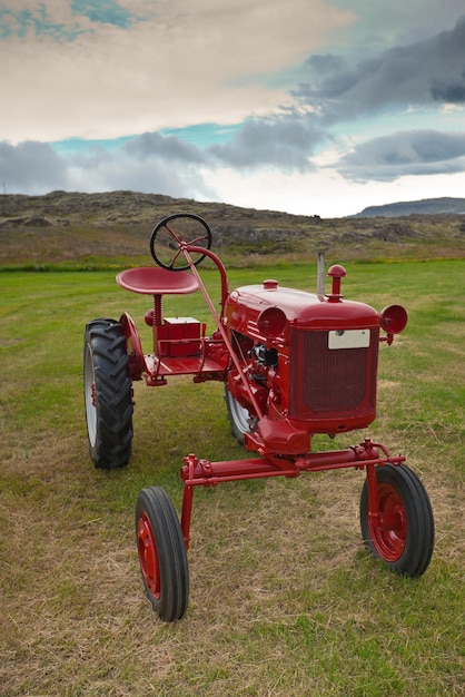 Retro Tractor on the Iceland field