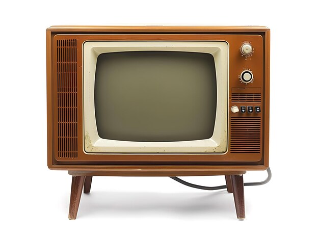 Retro Vintage Television Isolated on Plain White Background