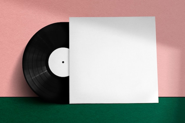 Retro vinyl record cover with copy space