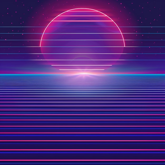 Photo a retro wave background in blue and purple vibrant color tones