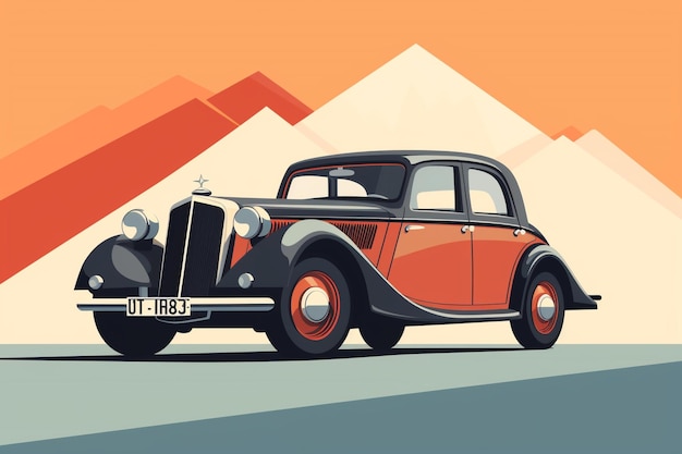 Retrospective Revival Vintage Car Illustrations for Collectors