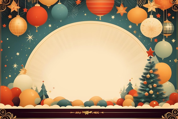 Retrostyle background with classic New Year's imagery Christmas background