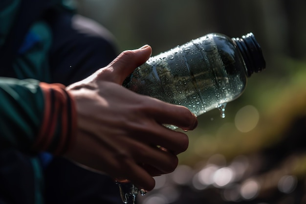 Reusable bottle of water for tourism and sport generative ai