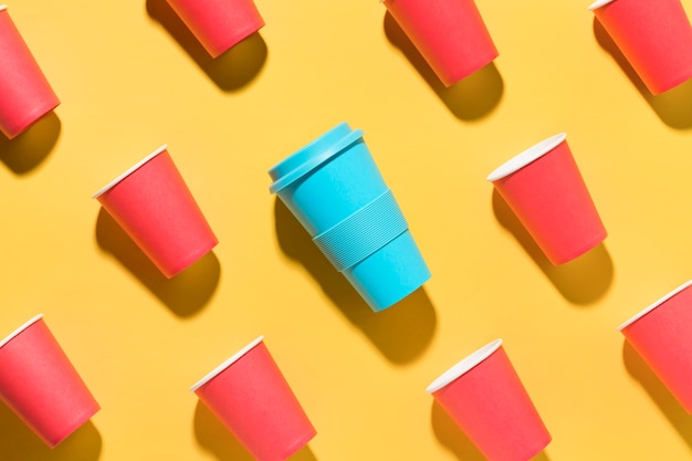 Reusable cup with plastic cups