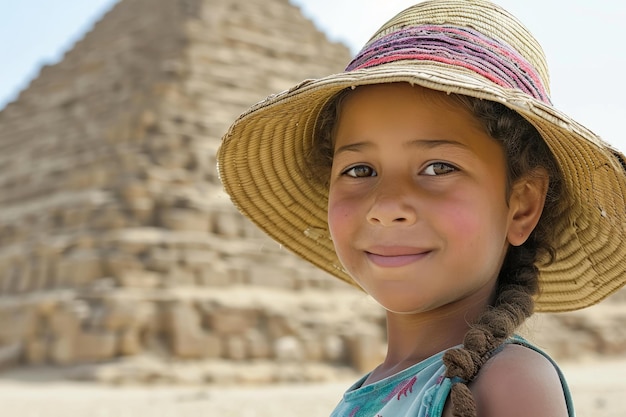 Revered Ancient egyptian pyramid child girl Generate Ai