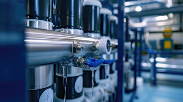 Photo a reverse osmosis unit filtering water showcasing the purification process