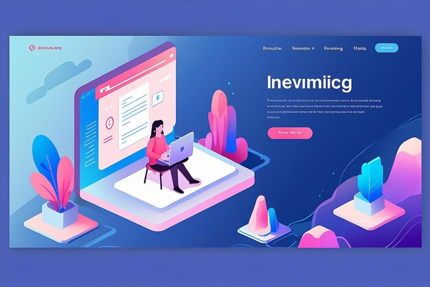 Photo review and rating isometric landing page banner