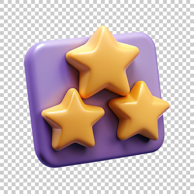 Review Stars PNG Icon 3D with Transparent Background