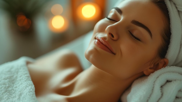 Revitalized Radiance Woman with Closed Eyes in Spa Portrait