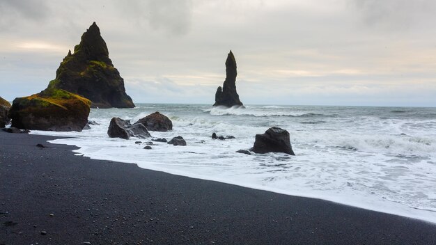 Reynisfjara lava beach view south Iceland landscape Vik black beach