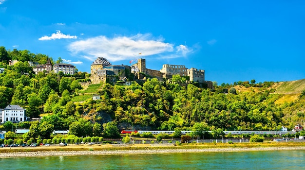 Rheinfels castle above the rhine river in sankt goar unesco world heritage in germany