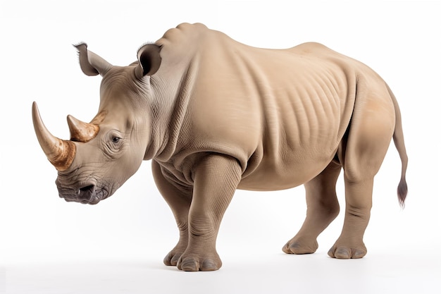 Rhino over isolated white background Animal