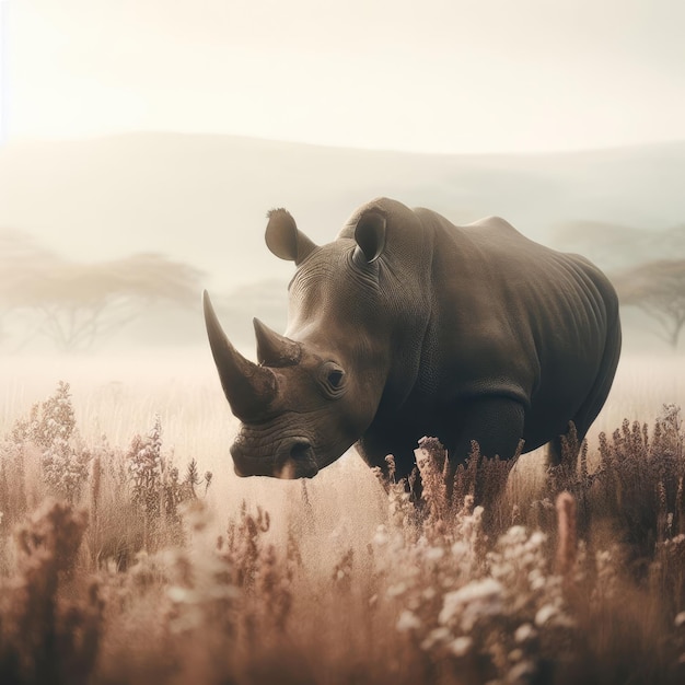 rhino in the wild animal background