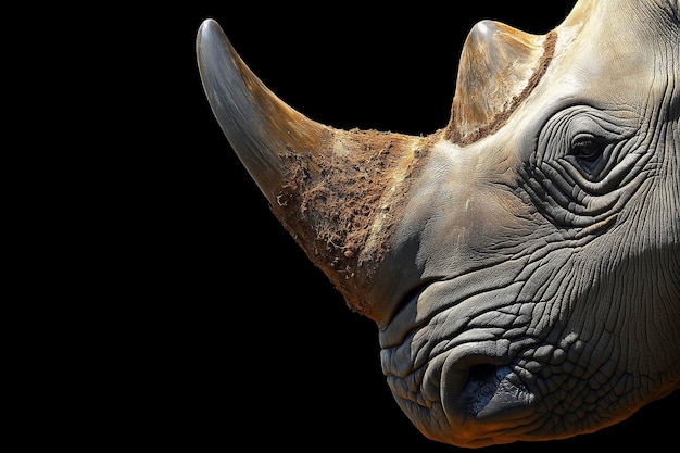 Photo a rhino with a horn that says rhinoceros on it