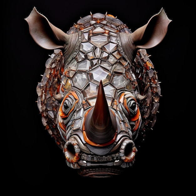 A rhinoceros head made of beautiful gemstones Wildlife Animals Decorations Illustration Generative AI