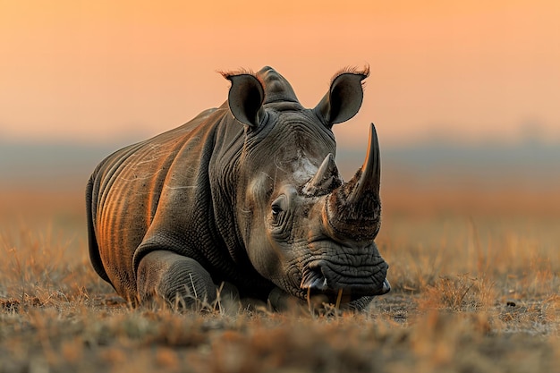 a rhinoceros is laying in the grass in the sun