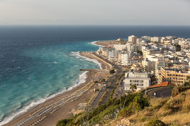 Rhodes town Windy beach on summer june evening Rhodes island Greece